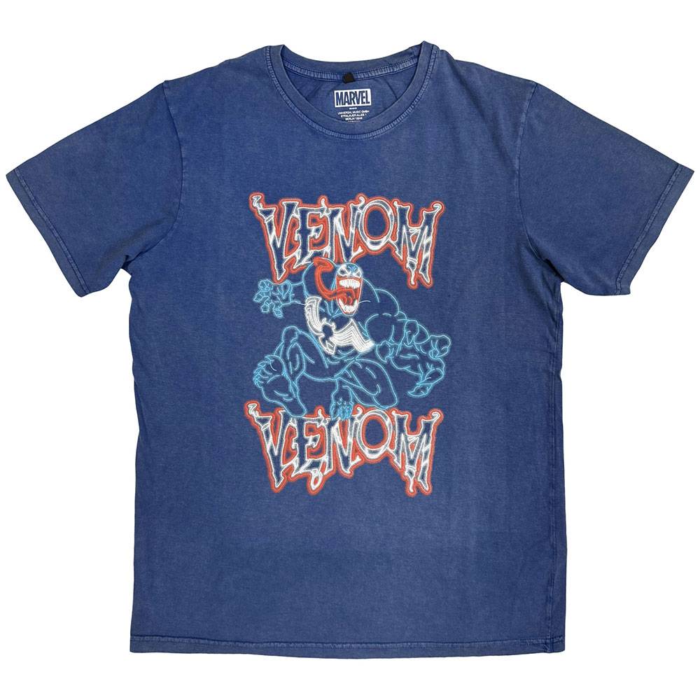 Marvel - Venom Neon Light Outline Heren Tshirt - Blauw